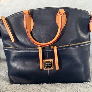 Dooney & Bourke Pocket Satchel Navy and Tan pocket Satchel NEW